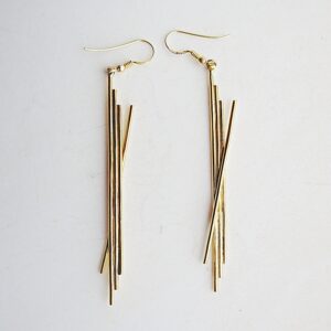 Wire Brass Long Earrings